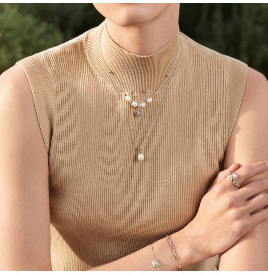  Modern Muse - Necklaces with pendant - Silver / Rhodium plated - Pearl - 50cm